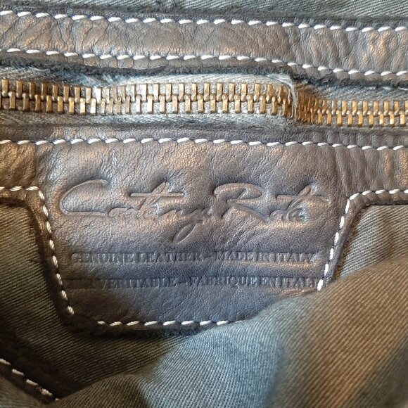 Costanza Rota Black Leather and Brass Stud Crossbody Messenger Flap Bag - Picture 10 of 12